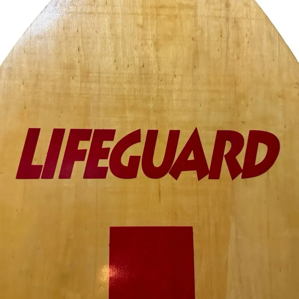Vintage 1960s 70s Lifeguard Red Cross Wood Skimboard Beach Decor 37 Inch